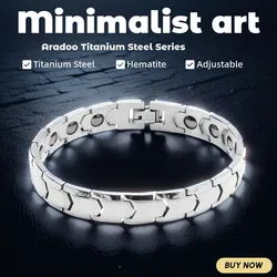 Minimalist Arrow Design Titanium Steel Bracelets  Men's Hematite Magnetic Therapy Bracelet