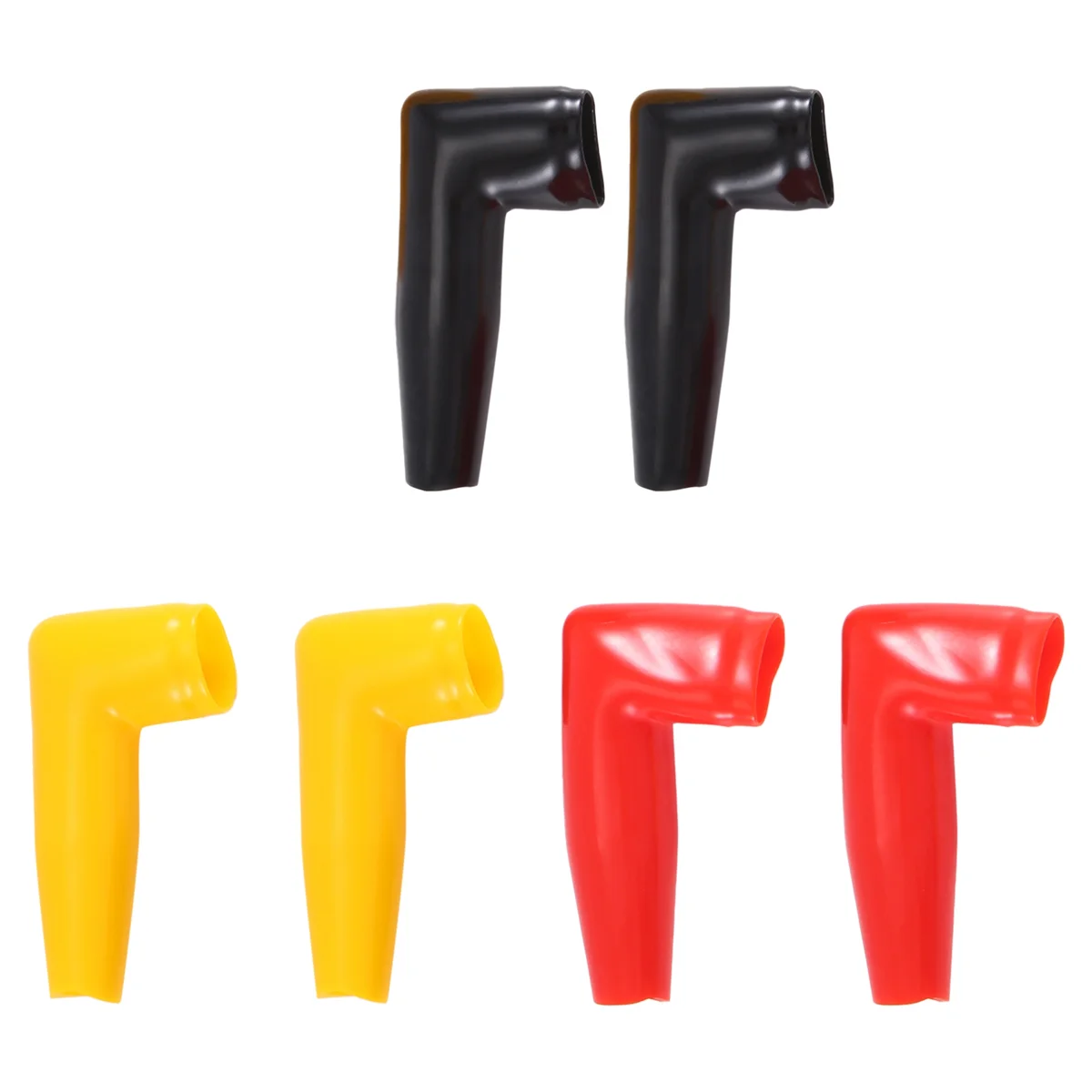 6pc Electric Guard Motor Winch Cable Terminal Boot Rubber Cover Black+Red+Yellow