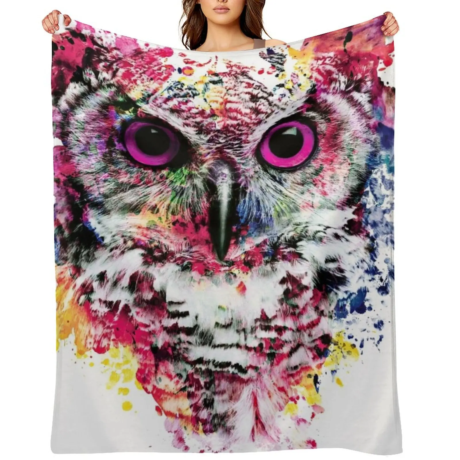 

Owl Throw Blanket funny gift Hair anime Extra Large Throw Blankets