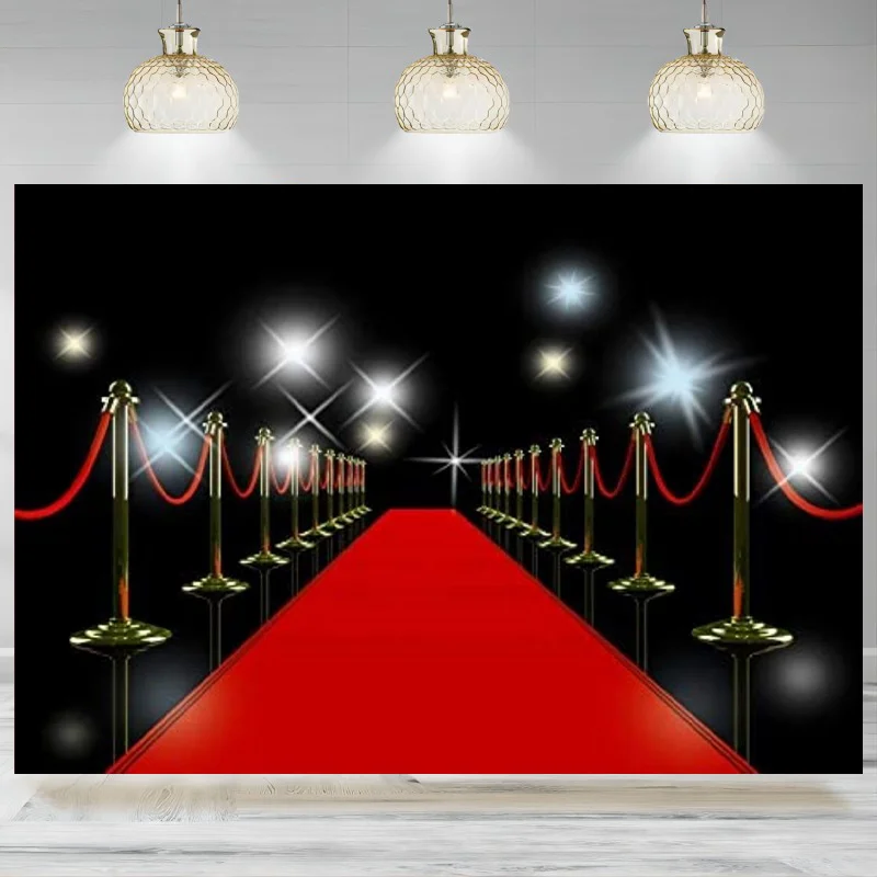 Red Carpet Backdrop Photography Background Spotlight Stage Award Ceremony Actors Stars Grand Famous Studio Photo Banner