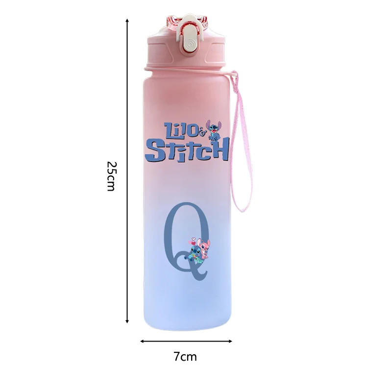 750Ml Letter Water Bottle Sport Water Bottle for Girls Disney Lilo Stitch Leakproof Drinking Bottles Outdoor Travel Fitness Jugs