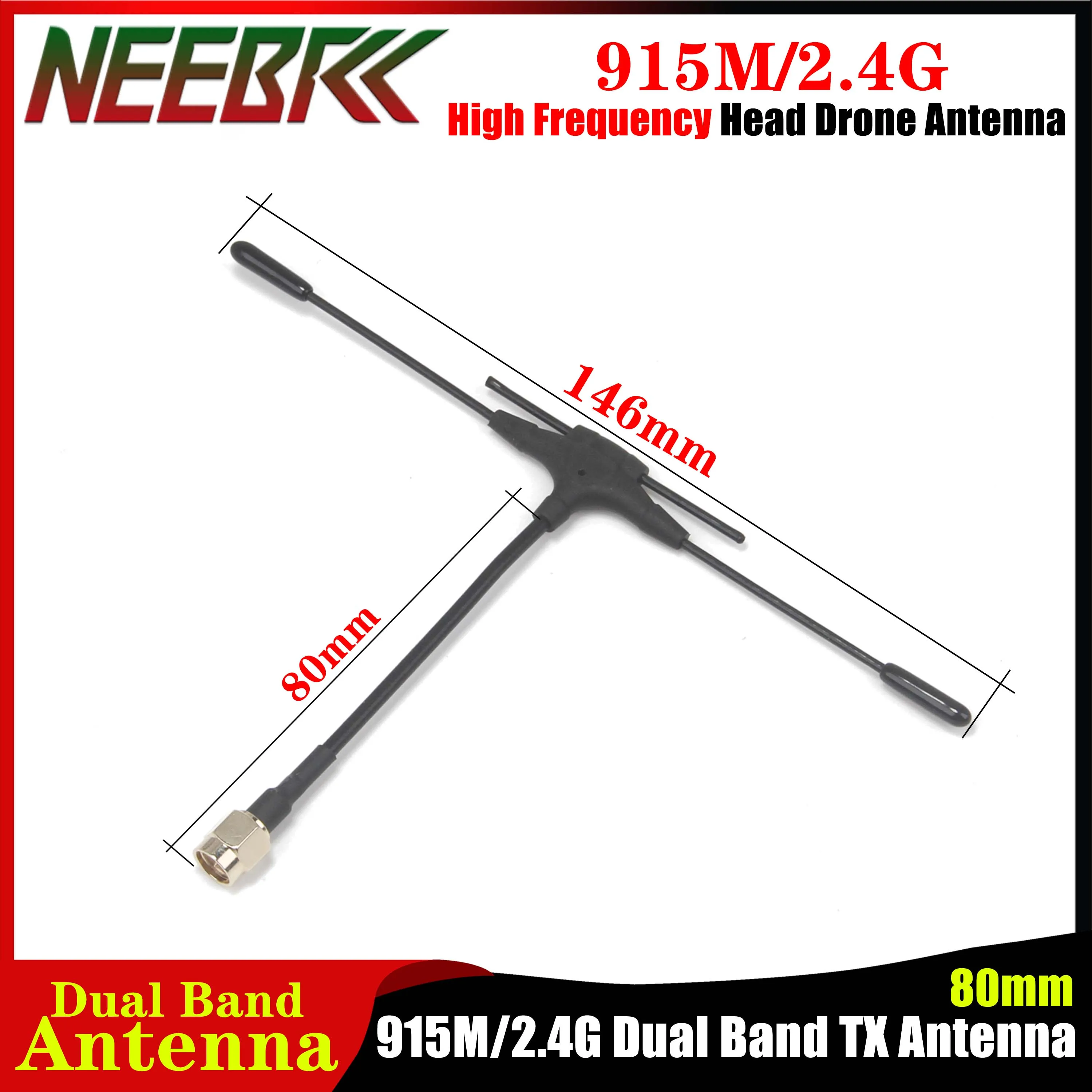 

NEEBRC 915M/2.4G Dual Band TX Antenna High Frequency Head Drone Antenna 80mm SMA for FPV Long Range Drone Multicopter DIY Parts