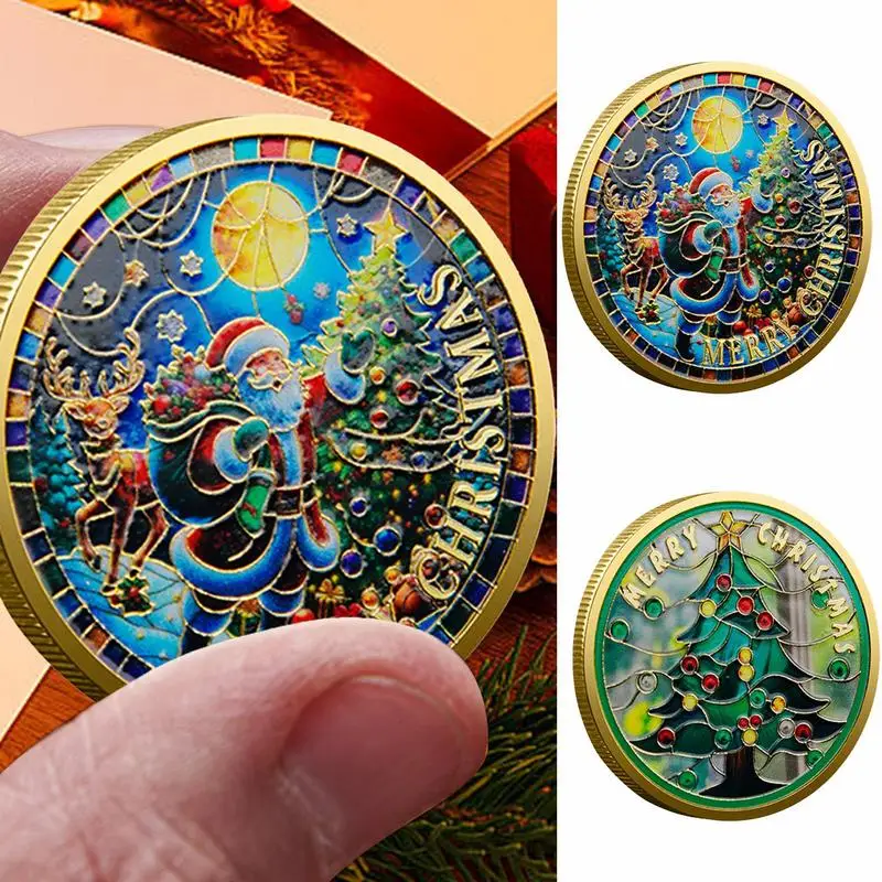 Christmas Commemorative Coin Christmas Tree Santa Claus Commemorative Coin Merry Christmas Collectible Coin Challenge Coin
