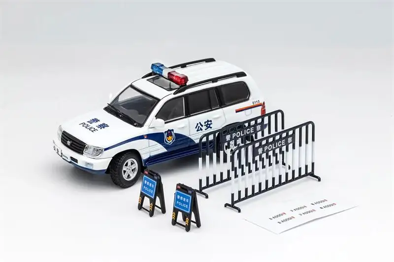 GCD 1/64 Land Cruiser LC100 Police car LHD Alloy Vehicle Collectible Car Model