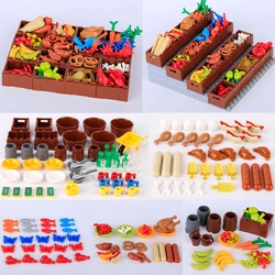 City Food Building Blocks MOC Accessories Grilled Chicken Bread Fish Crab Seafood Fruit Apple Banana Kit Toy Classic Bricks K043