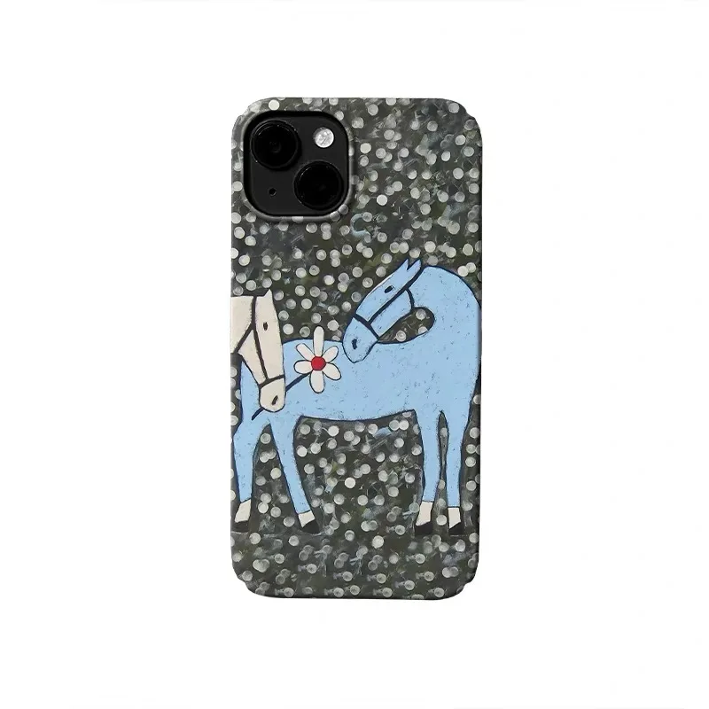 

Ins Blue Horse Dream Dot Phone Case for IPHONE 17 Air 16E 15 PROMAX 14 Plus 13 12 MINI 11 PRO 16Plus XR XS Acrylic Phone Cover