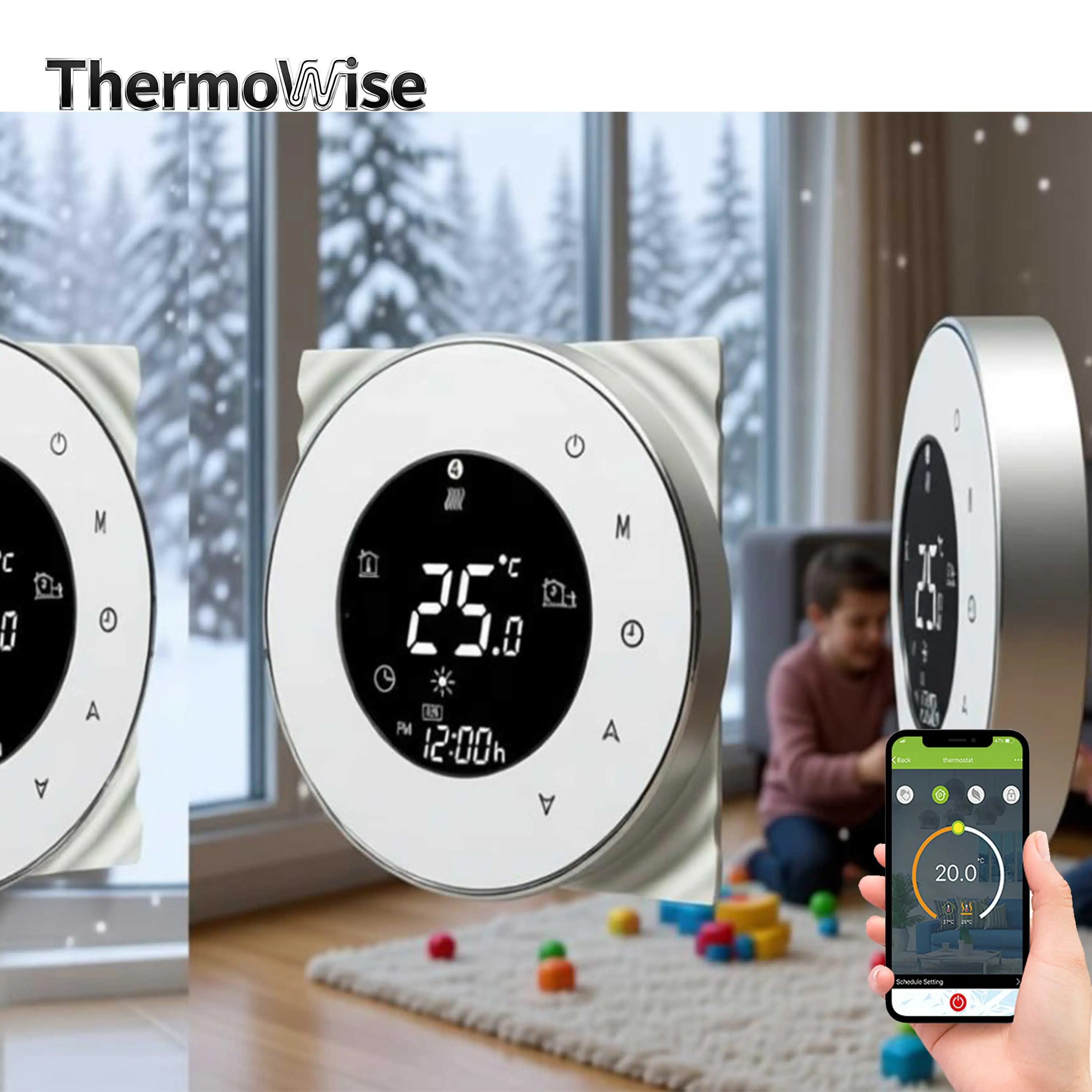 WIFI Floor Radiator Thermostat for 24V 220V Circular Touch NC/NO Valve Optional Manual Operation