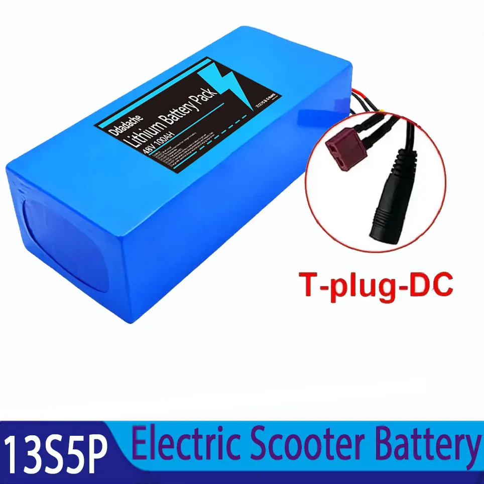 18650 batterijpakket geschikt voor 500-1000W motor 13S5P 48V 100000mAh oplaadbare lithiumbatterij, ingebouwd intelligent BMS