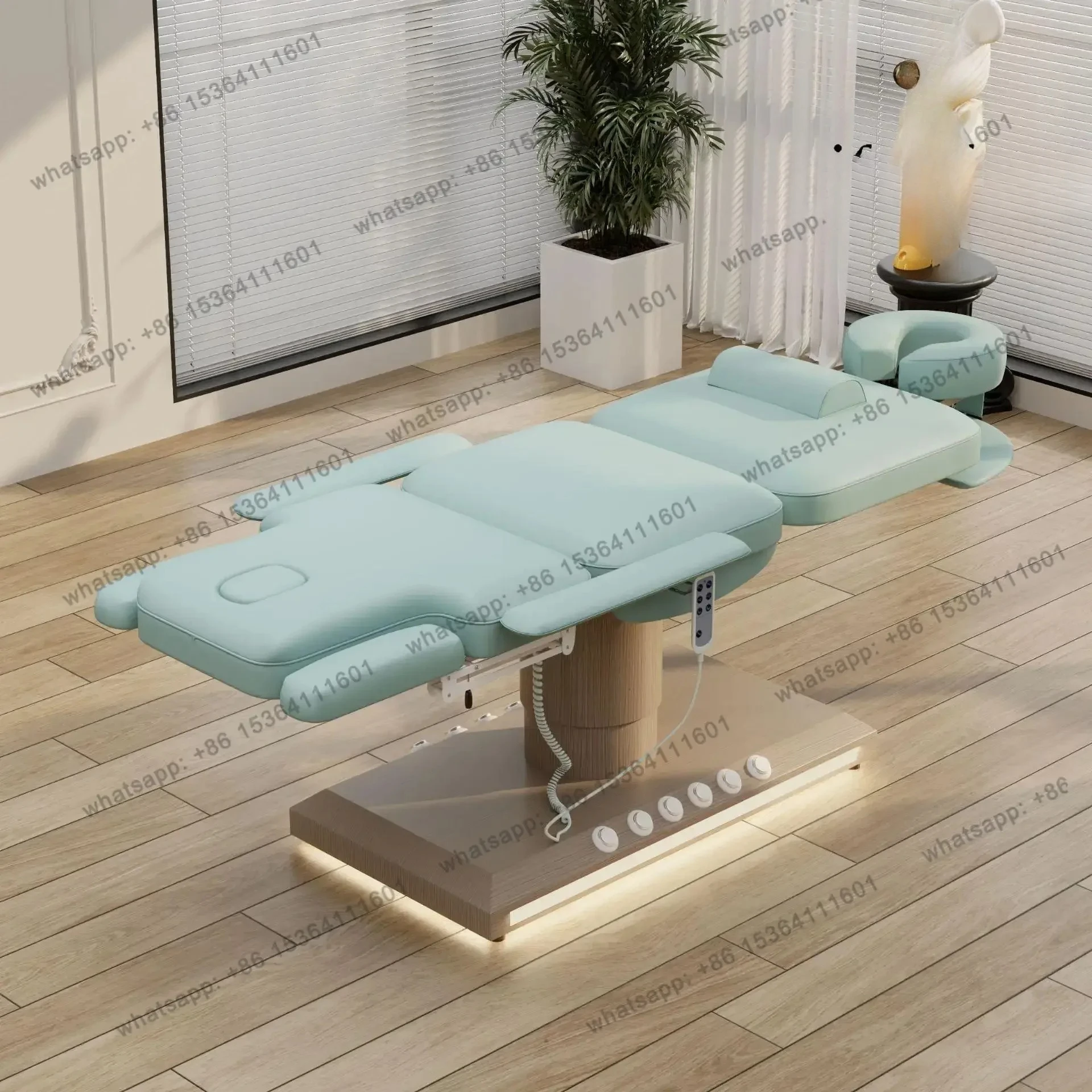 Electric beauty bed with lamp, special body bed for beauty salon, massage physiotherapy pattern embroidery bed