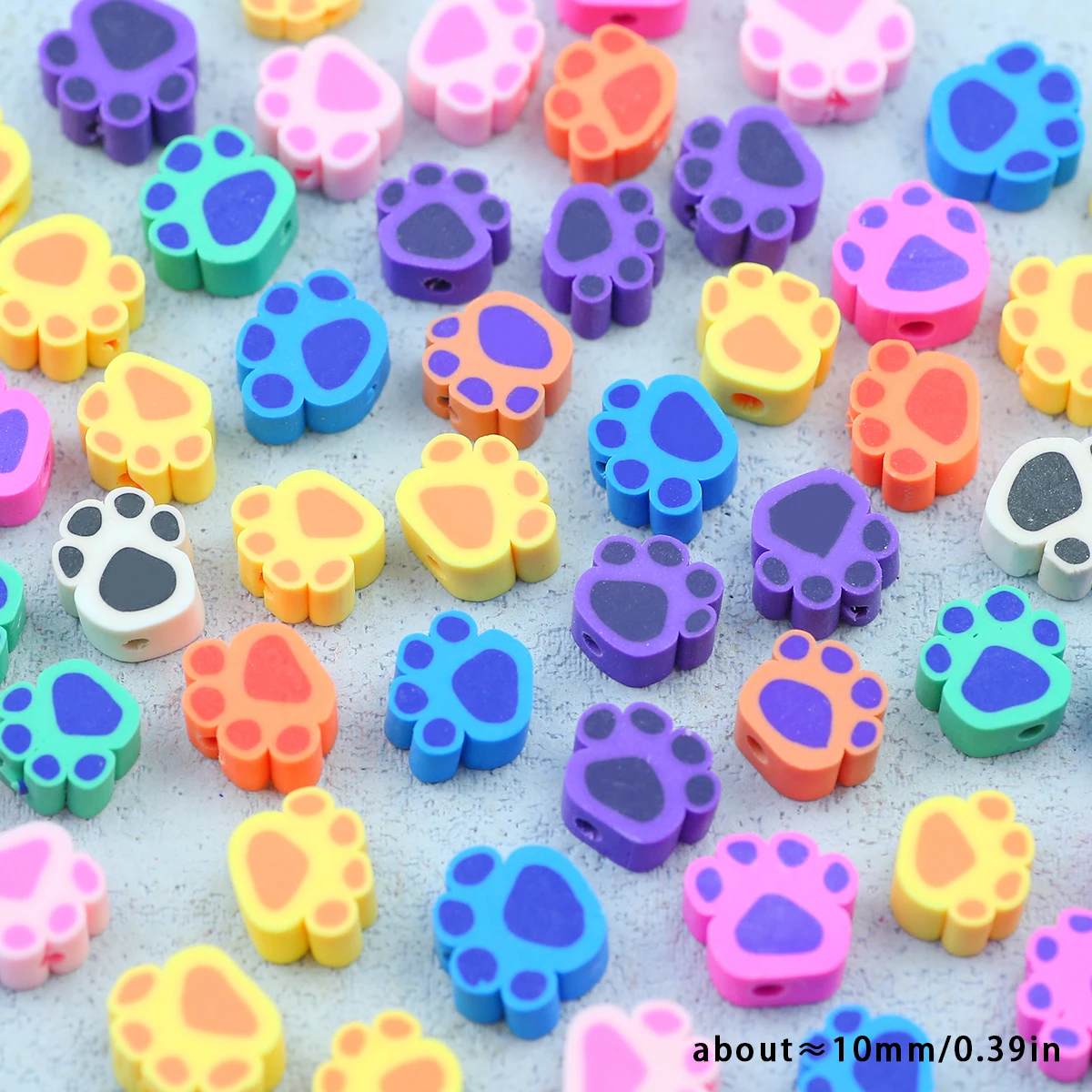 Multicolor Mixed Polymer Clay Pet Footprints Spacer Loose Beads 10mm For Jewelry Making DIY Cell Phone Chain Bracelet Accessorie