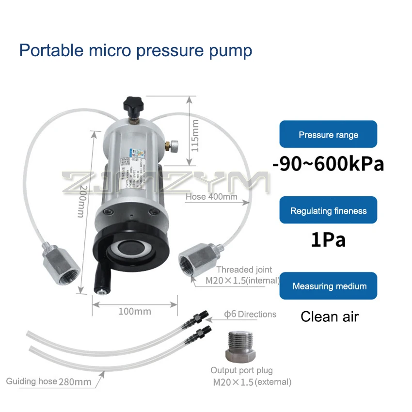 ALKB9601 Portable Micro-Pressure Pump Micro Differential Pressure Meter Air Pressure Tester And Calibrator -90~600kPa M20X1.5