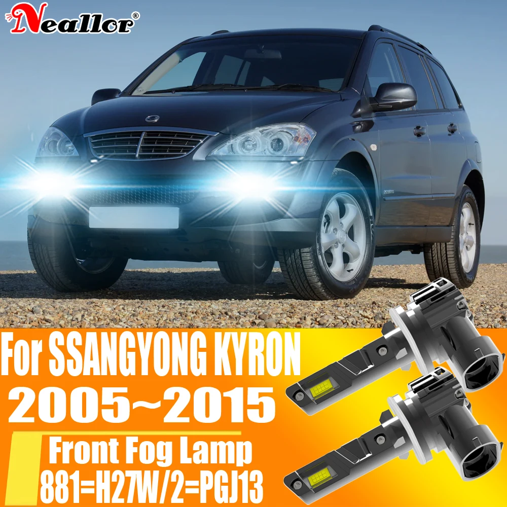 2pcs H27W/2 881 H27 PGJ13 LED Motorcycle Fog Lamp Canbus Car Turbo Diode Bulb 12V White Headlight for SSANGYONG KYRON 2005-2014