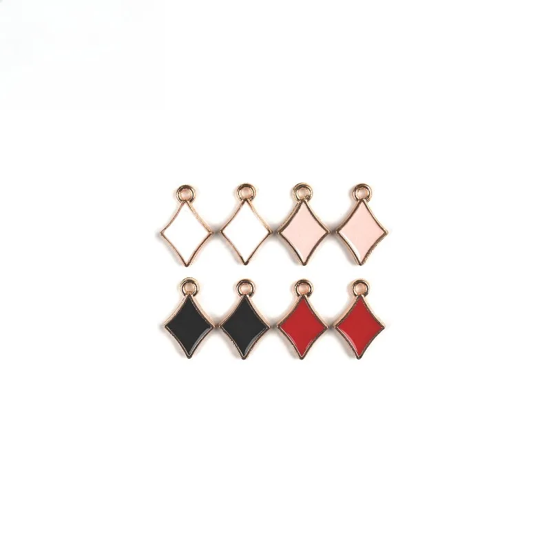10pcs Solid Rhombus Charms DIY Jewelry Making Enamel Alloy Pendant Multi Color Supplies for Bracelet Necklace Accessory