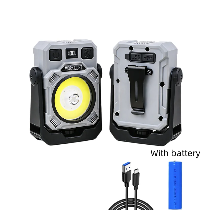 Multifunctionele LED-werklamp met haak, magneet, penclip, statiefadapter, 360° ° draaibare campinglamp voor gebruik buitenshuis