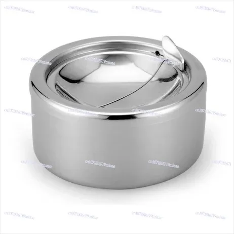 Stainless Steel High-grade Ashtray, Fully Enclosed Self-extinguishing Type, with Cover, Press and Fall, Rotatable