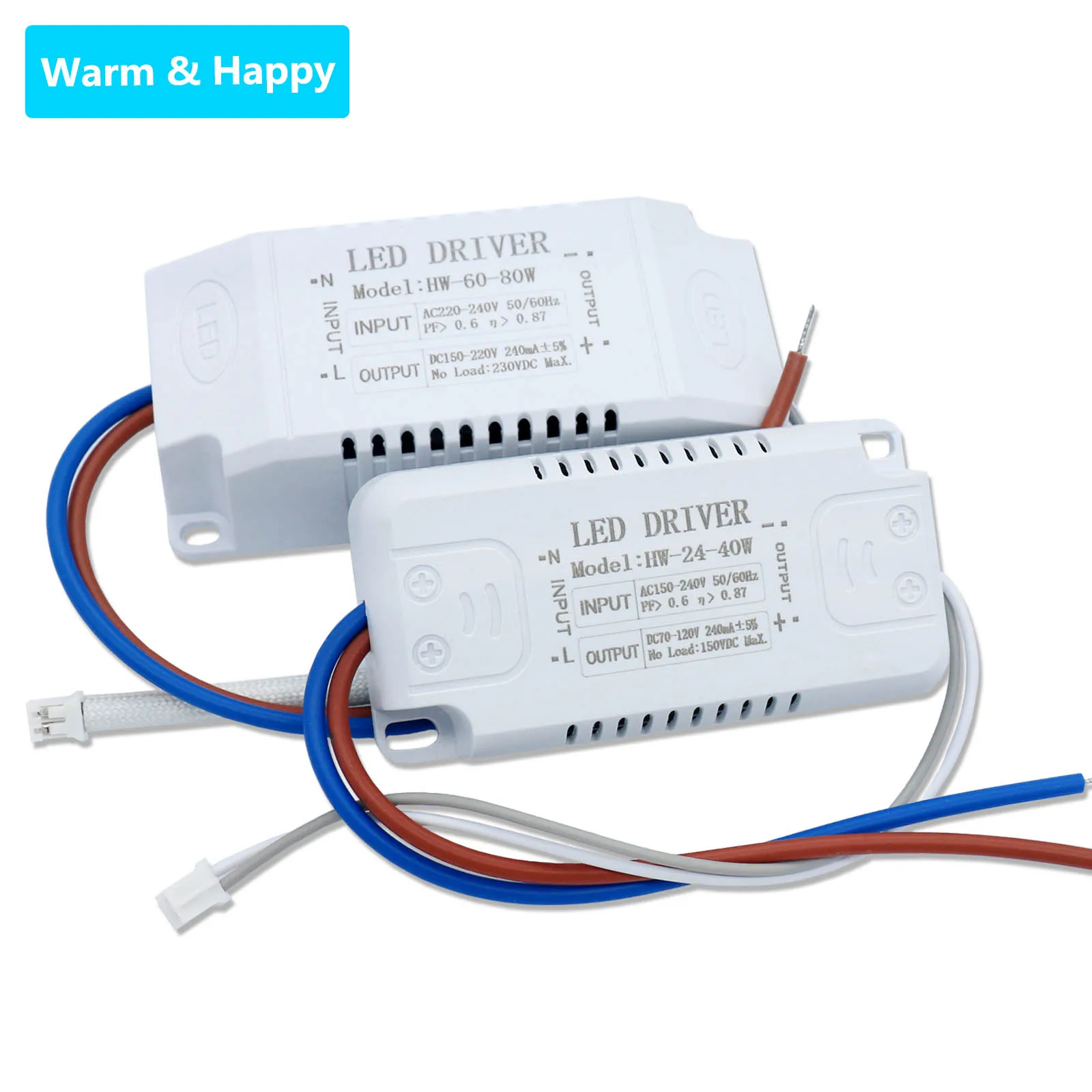 

LED Isolated Constant Current Drive 8-24W/24-40W/40-60W/60-80W 240mA Ceiling Light Monochrome Drive Power Supply 220V