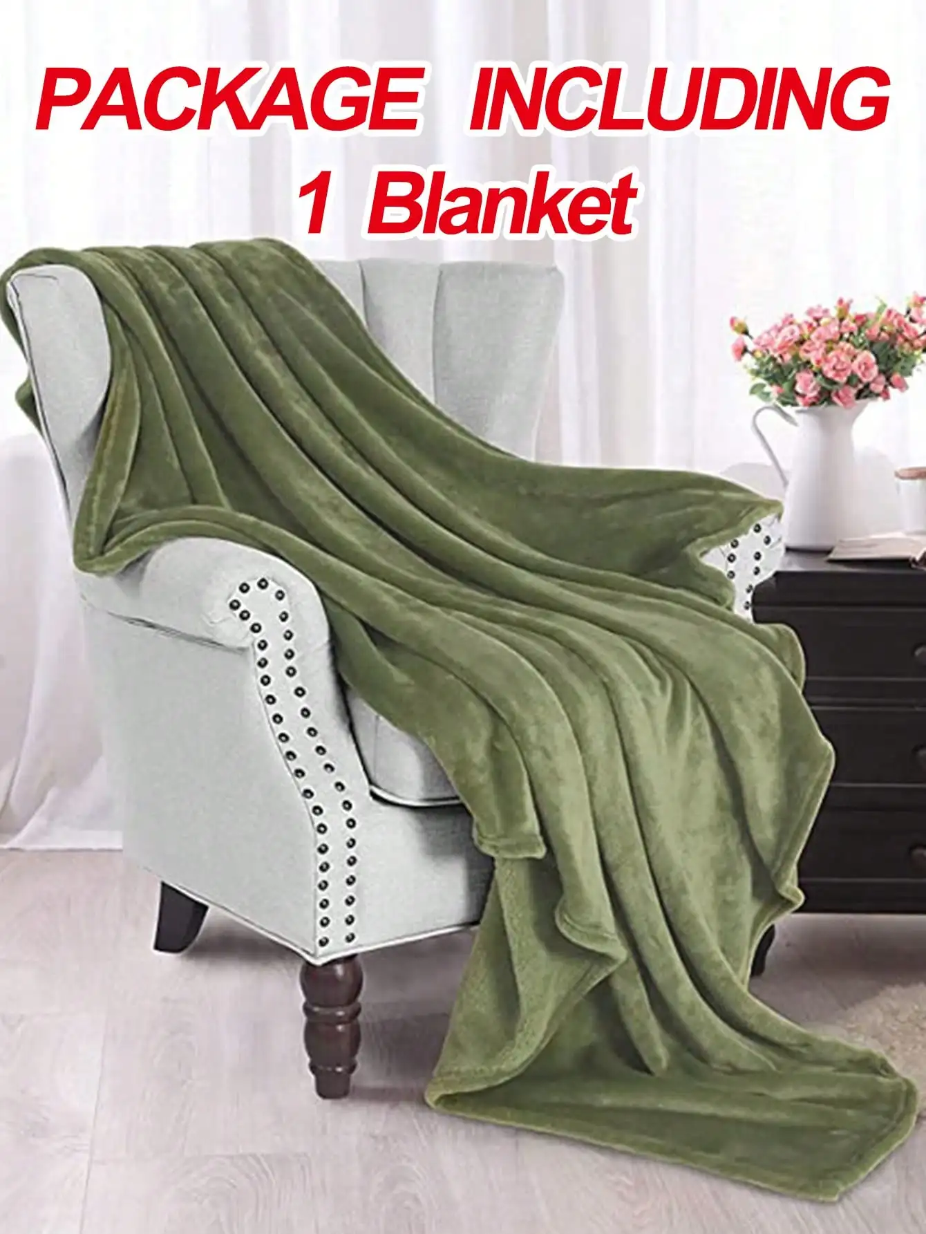 Plain Color Blanket Green Simple Throw Blanket Soft Sleeping Blanket For Household