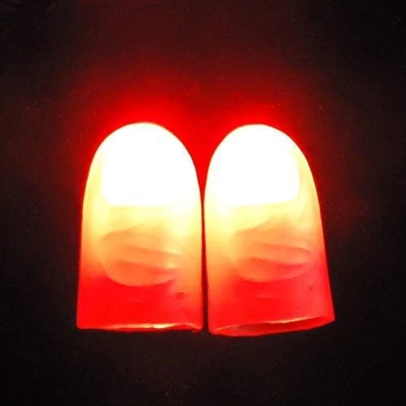 Red Light up Thumb Tips Finger Magic Tricks Fake Finger with LED Light Magia Accessories For Party Stage Illusions Gimmick Props