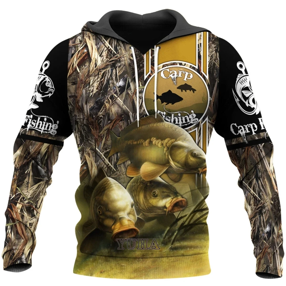 Men's Animal Fisher Marlin Sweatshirt, Fishing Camo Hoodie 3D Print Harajuku Y2K Streetwear Pullover Tracksuit