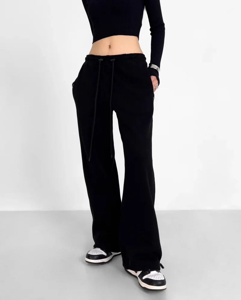 Frauen Straight Leg Track Hose Hose lässig Kordel zug Detail Fit Jogger