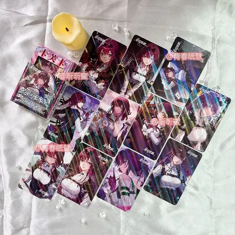 Honkai:Star Rail Anime Role Laser Glitter 24Pcs/Set Photocard HD Printed Photo Card Decor Sticker For Bus Card Meal Card Sticker