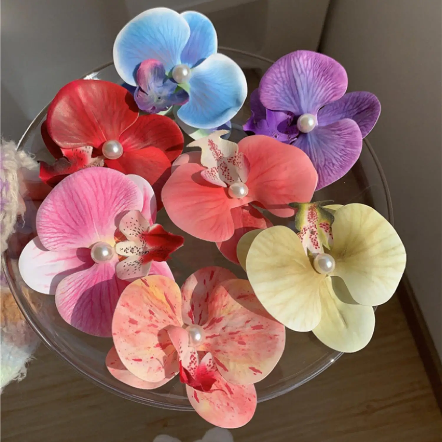 1PC Orchid ดอกไม้คลิปผมสําหรับหญิงสาว Hairpins ประดิษฐ์ดอกไม้ Barrette ฮาวายงานแต่งงานกระเป๋าอุปกรณ์เสริมหมวก