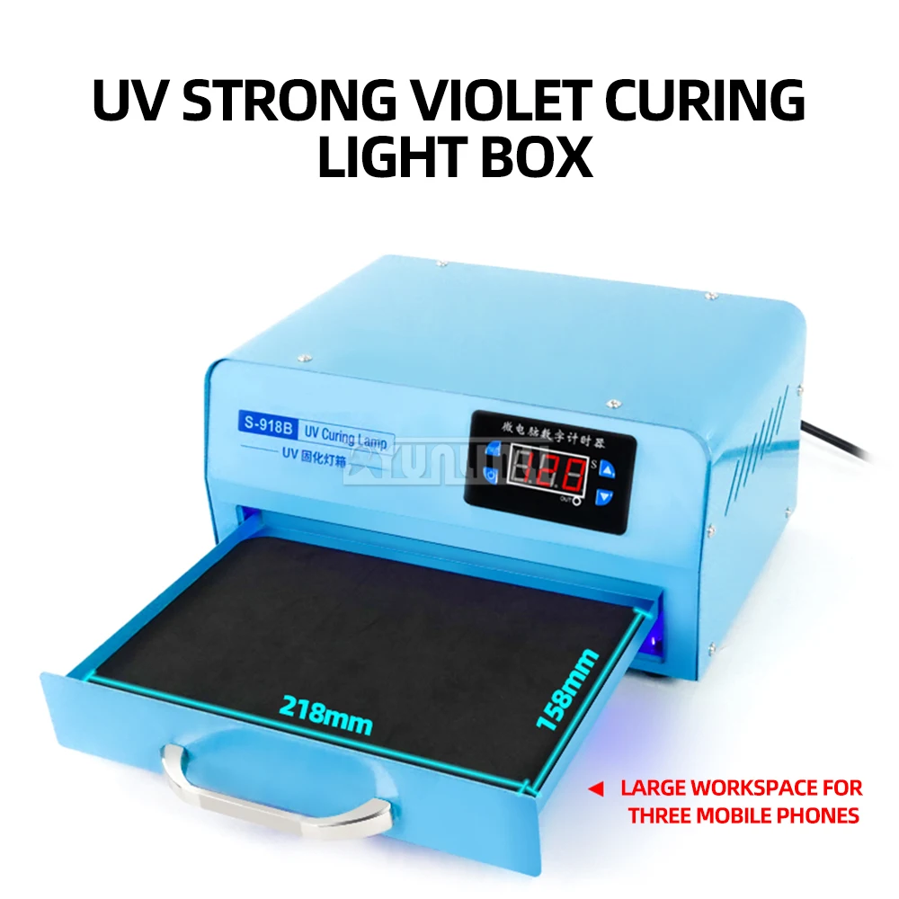 Caja de luz LED de alta potencia para pantalla curva de teléfono móvil, caja de luz de pegamento para reparación de pantalla, S-918B, 110V/220V