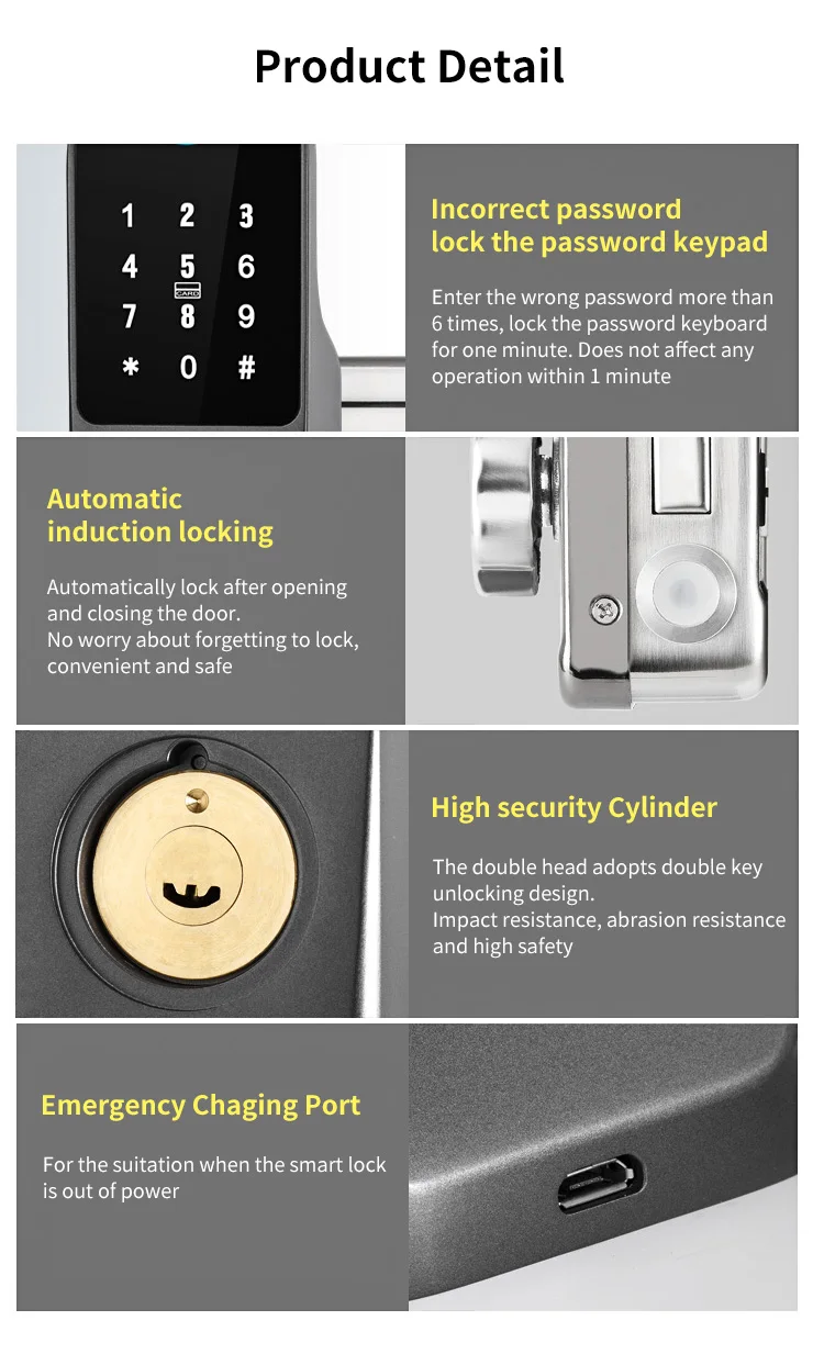 Smart Lock esterno impermeabile per cancello in legno in metallo in acciaio Keyless Electric Rim Wifi blocco impronte digitali con App Tuya Smart Life