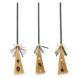 1pc Mini Broom Witch Straw Brooms D IY Hanging Ornaments For Halloween Party Decoration Costume Props Dollhouse Accessories