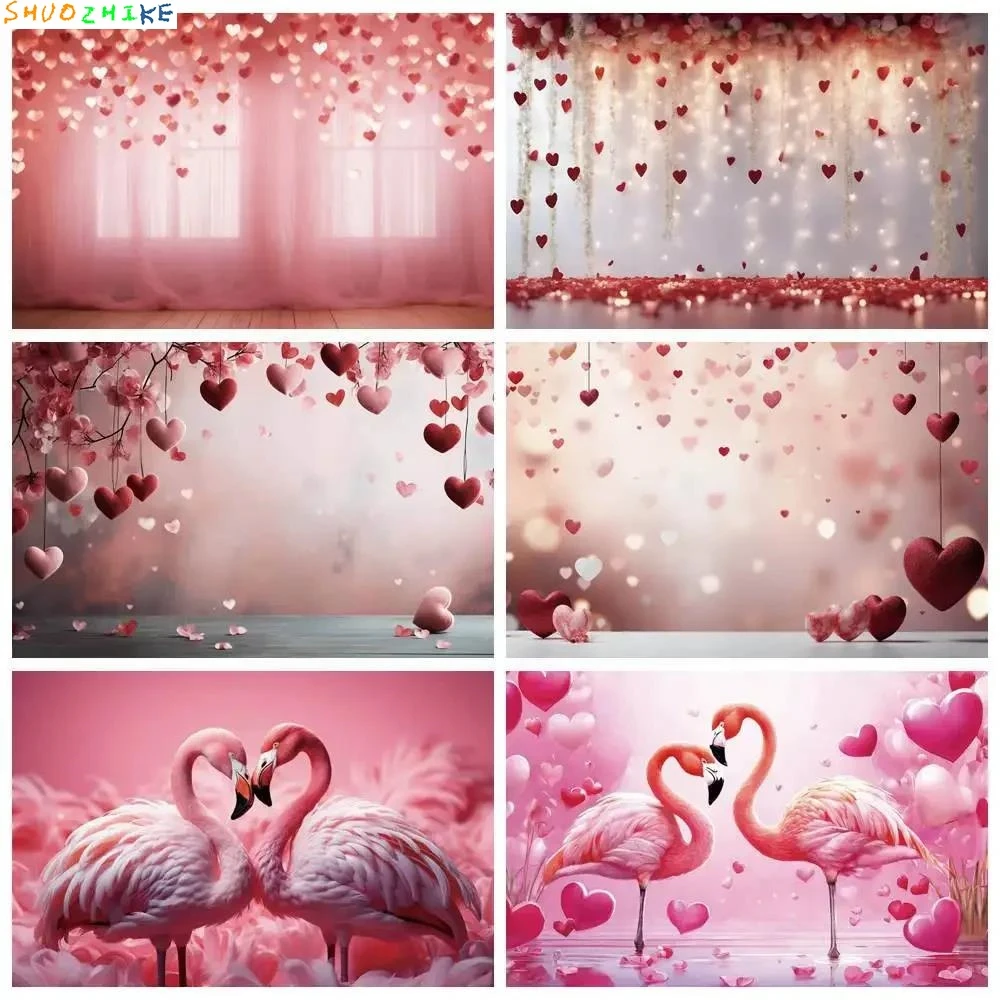 

Valentines Decoration Backdrop for Photography February 14 Background Women's Birthday Bridal Shower Heart Curtain Props