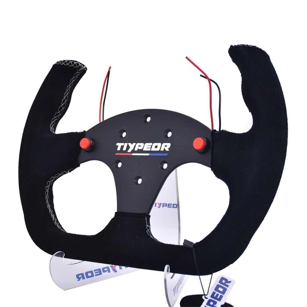 

TIYPEOR 330mm Limited Edition Fur Covered Half Steering Wheel Suede Drift Simulation Sports Modified Steering Wheel