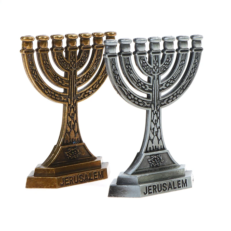 1pc Jerusalem 7 Branch Judaica Religious Small Candlestick Menorah Home Decor Jewish Candle Holder Religious Holy Grail Ornament