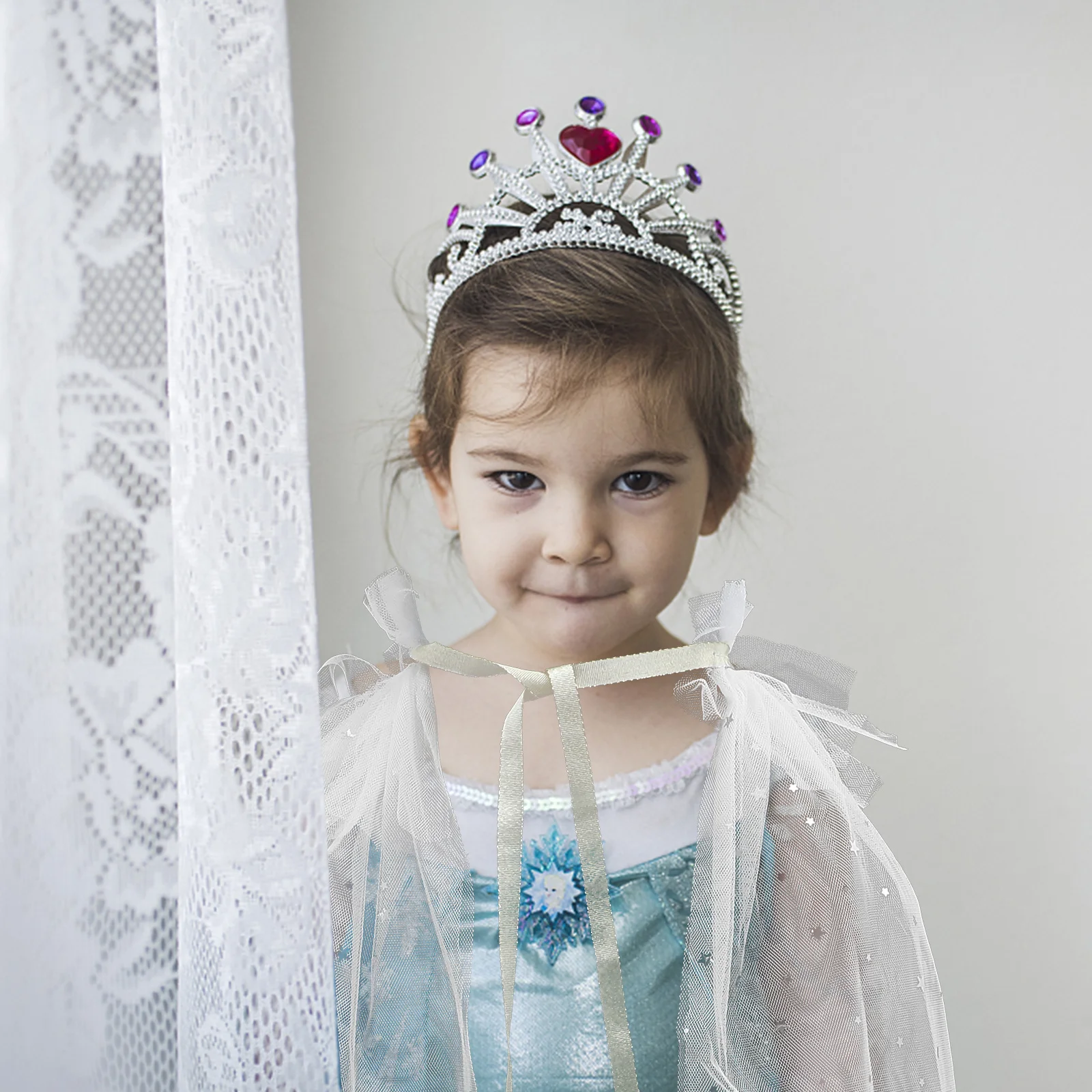 1pc 女の子プリンセスドレスケープガーゼマント子供のための仮面舞踏会コスチュームパーティーコスプレ着用可能な白装飾ケープ誕生日