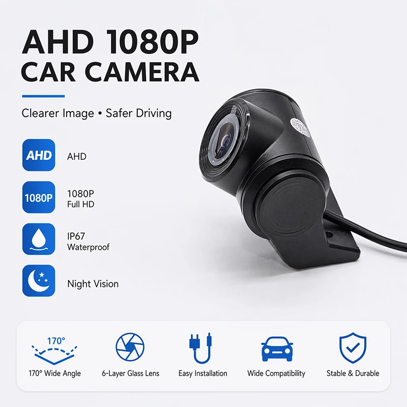 4-контактная автомобильная видеокамера AHD 1080P с поворотным механизмом, HD-качеством, инфракрасным ночным видением, широкоугольным объективом и функцией видеорегистратора для использования внутри и снаружи помещений