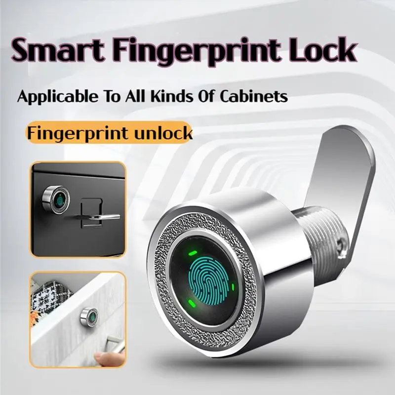 B14C Smart Fingerprint Drawer Lock - Electronic Double Door Cabinet Security Suitable For Wardrobes Shoe Cabinets Mailboxes