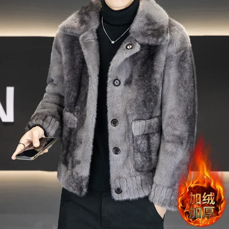 Men's Coat Mink Fur One-Piece Jacket 2026 Winter New Loose and Versatile Reversible Men's Warm Coat