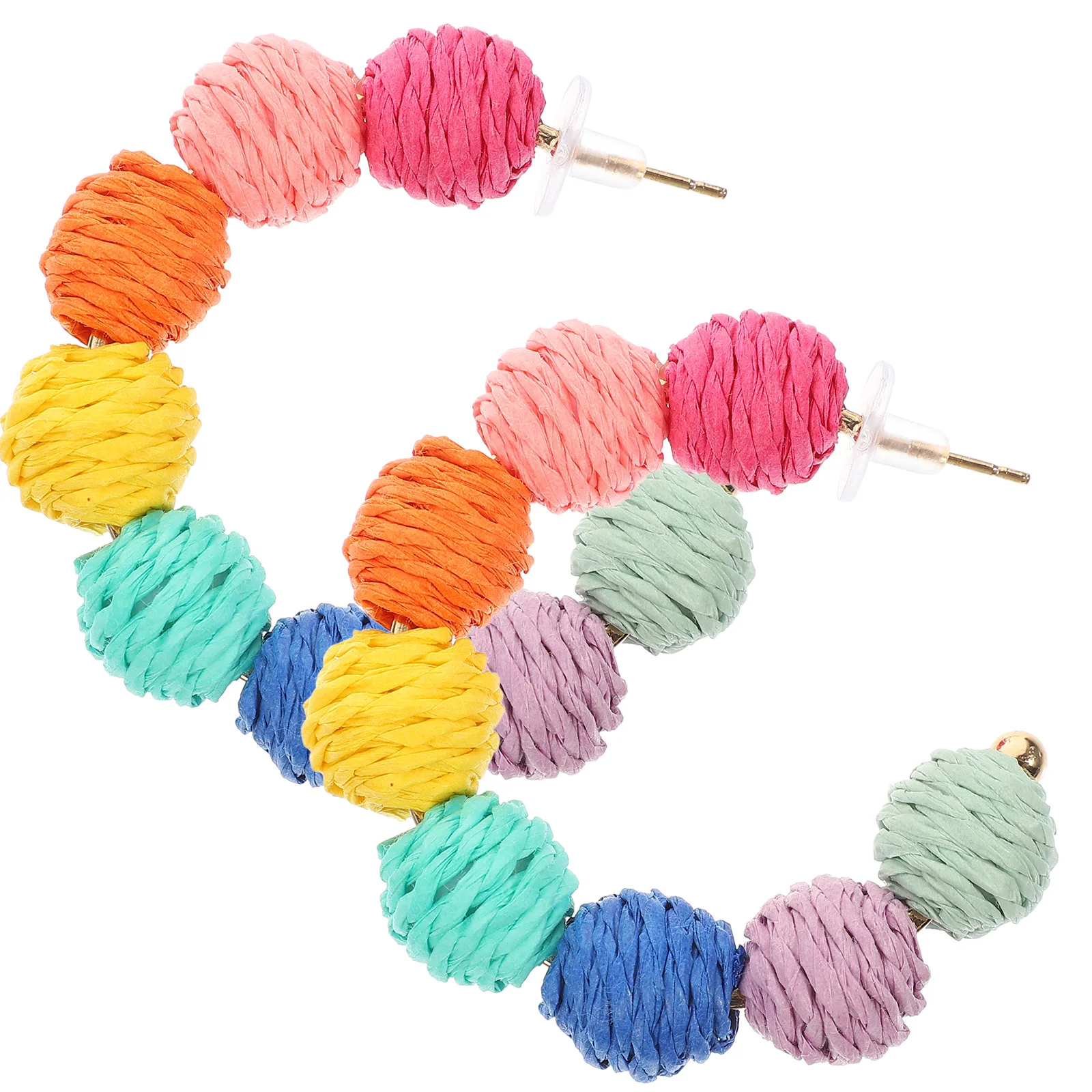 

Boho Earrings Summer Women Fashion Beach Accessories Vacation Raffia Rattan Dangle Lightweight Sturdy Safe Material Bright
