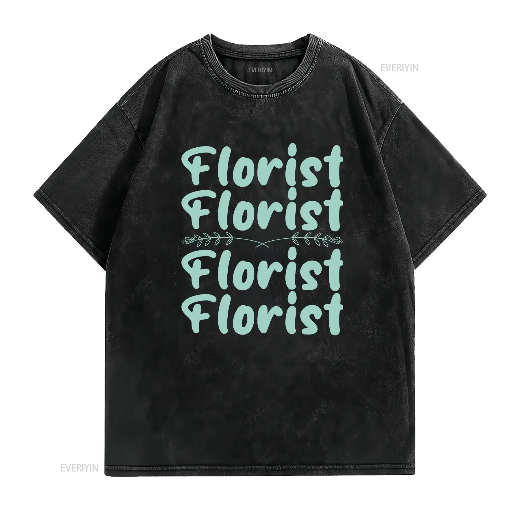 FlorisT T Shirt Flower Gardener Plant Lover Botany Horticulture vintage Washed streetwear Top For Everyday Wear fashion Unisex
