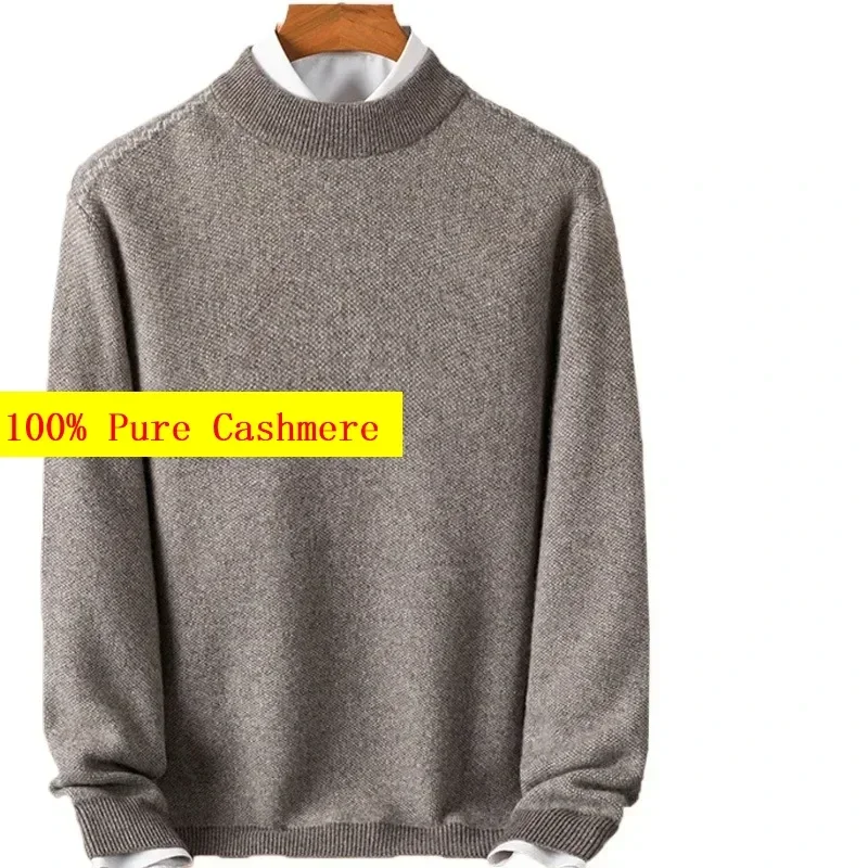 

New Arrival Fahsion Super Large Winter Men's Thick Semi High Neck 100% Cashmere Sweater Knitted Base Size SML XL 2XL 3XL 4XL 5XL