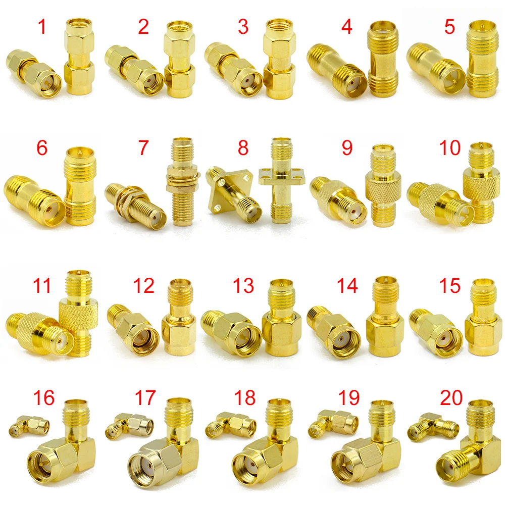 Connector SMA to SMA/ RP-SMA to SMA / RPSMA Male Plug & Female Jack Slide-on Straight RF Coax Adapter Connector for WIFI Antenna