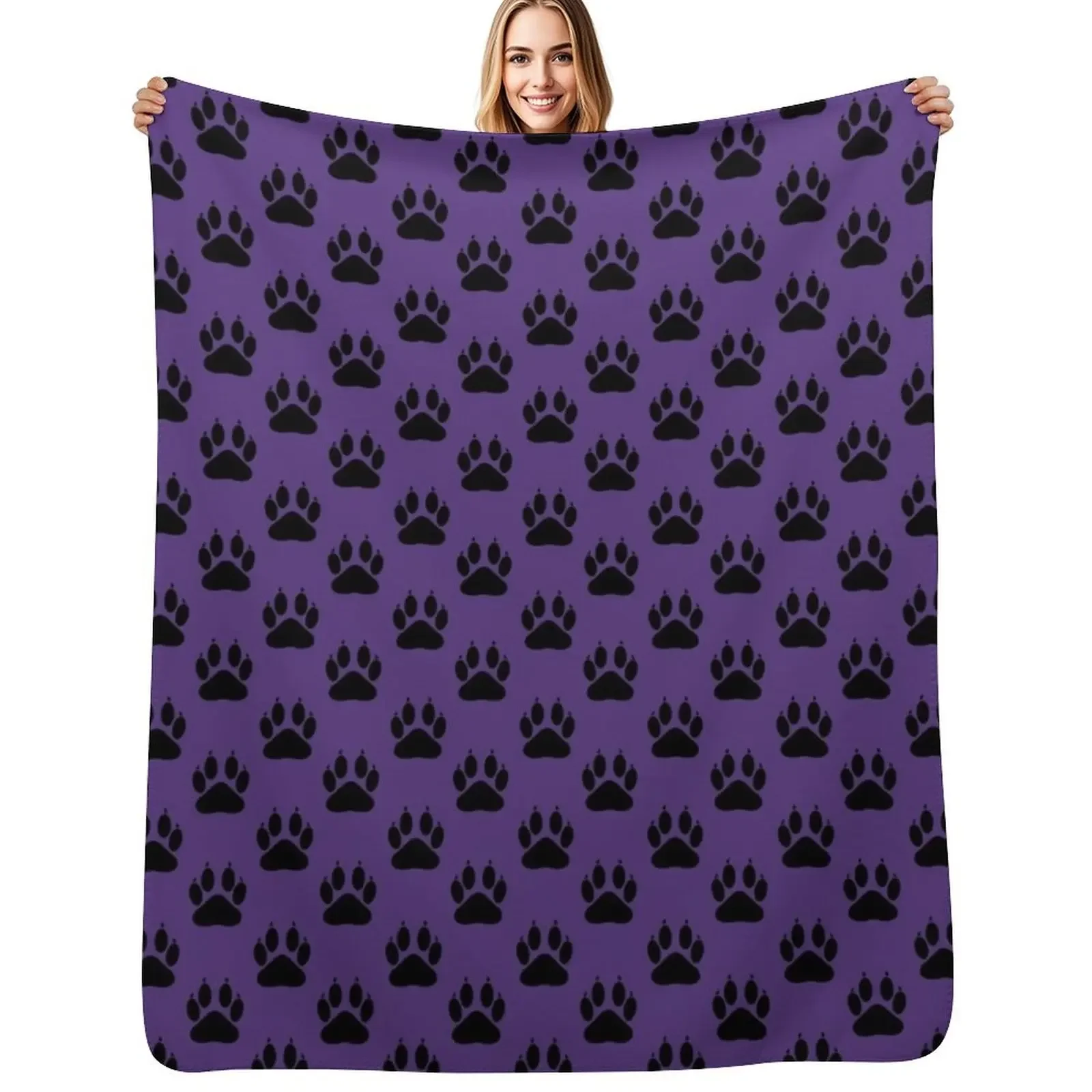 

PAWS: Purple Throw Blanket for babies warm winter Bed covers for sofa Blanket