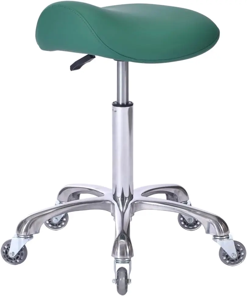 

Professional saddle stool with wheel, adjustable rolling height, suitable for clinic dentist beauty salon Tattoo office (green)