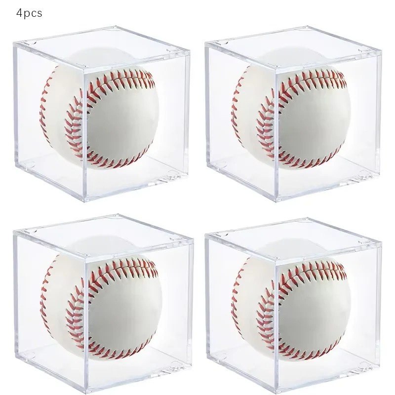 Vetrina da baseball trasparente con scatola per palline antipolvere in plexiglass acrilico (baseball nella foto è solo per l'esposizione)