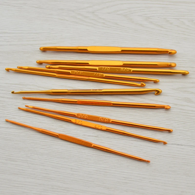 10pcs Weave Craft Sweater Knitting Metal Handle Craft Needles Alumina Double End Crochet Hook Knitting Needle(2mm-10mm)