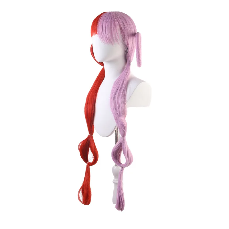 Mi-Ku Uta Inspired Two Tone Red White Synthetic Cosplay Wig Long Straight Gradient Hair for Carnival Party Halloween