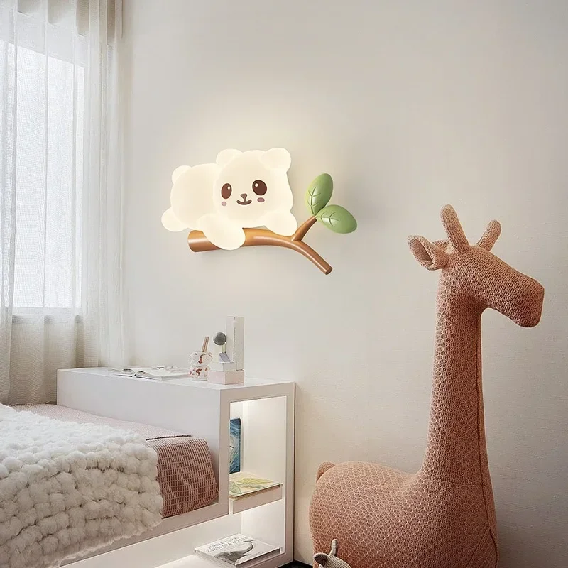 Creative Child Wall Lamp for Children's Room Monkey Bear Sconce Tree Branch Nursery School Playground Wall Light Corridor Aisle