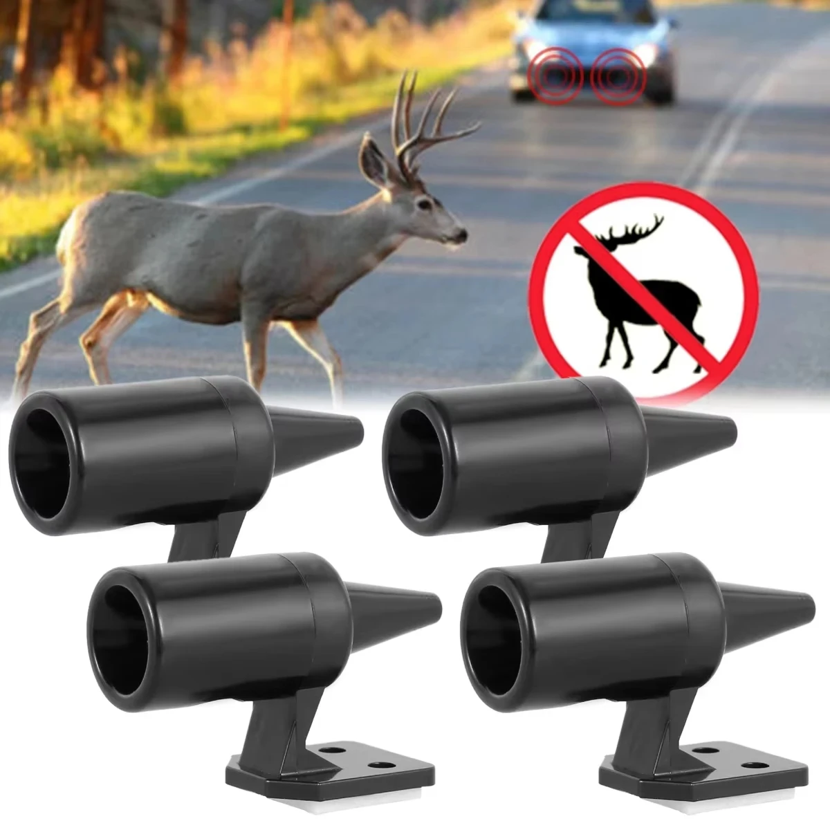 4pcs Car Animal Repellent Outdoor Safety Alarm Wind Whistling Alarm Deer Whistle Alarm Ultrasonic Deer Repellent