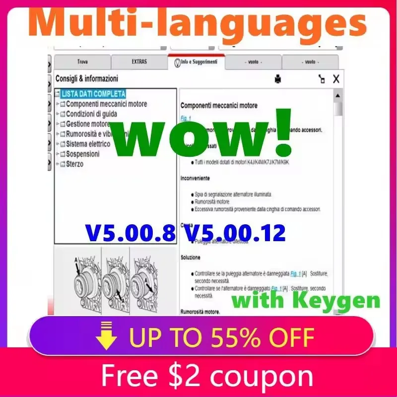 

2025 Hot Sale W-ur-th WOW 5.00.8 WOW V5.00.12 R2 Software Multi-languages with Keygen For Tcs Multi-diag Cars Diagnostic Tool