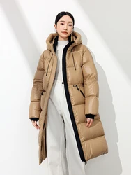 2024 Winter New 90% White Duck Down Jacket Fashionable Warm Women's Overcoat 3 Code 4 Colors Long Sleeves Down Coats