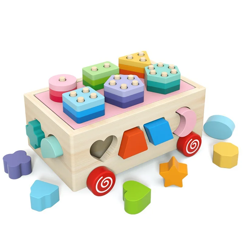 Giocattoli educativi in legno Montessori per la forma del bambino ordinamento dei bambini Eartly Learning Shape Sorter Car Puzzle Game per bambini